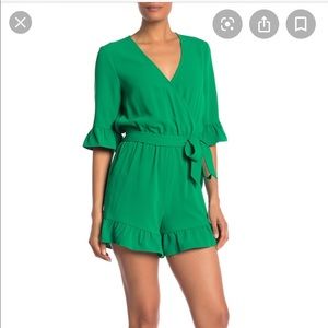 Trina Turk Te Amo Ruffle Waist Tie Romper